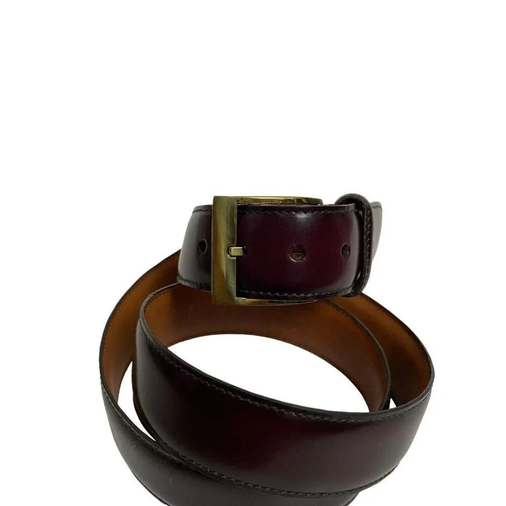 Bally Men's Designer Belt Sz 38 Loafer Brush Off Whiskey‎ Brown Leather